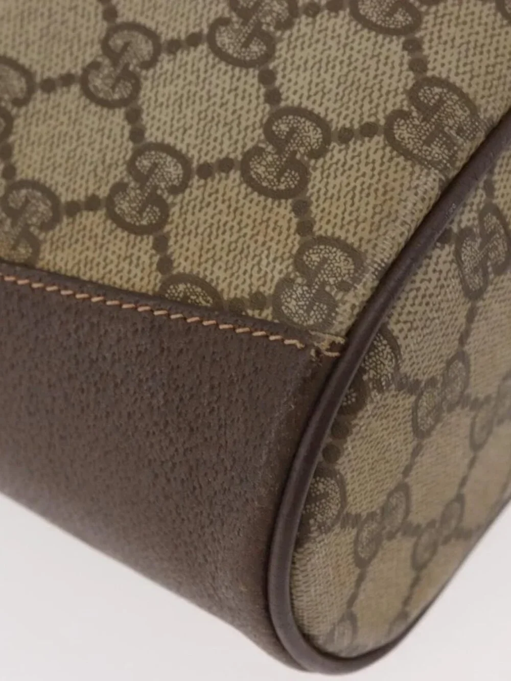 GUCCI GG Supreme Web Sherry Line Bag PVC Beige Gold 164 02 034 Auth